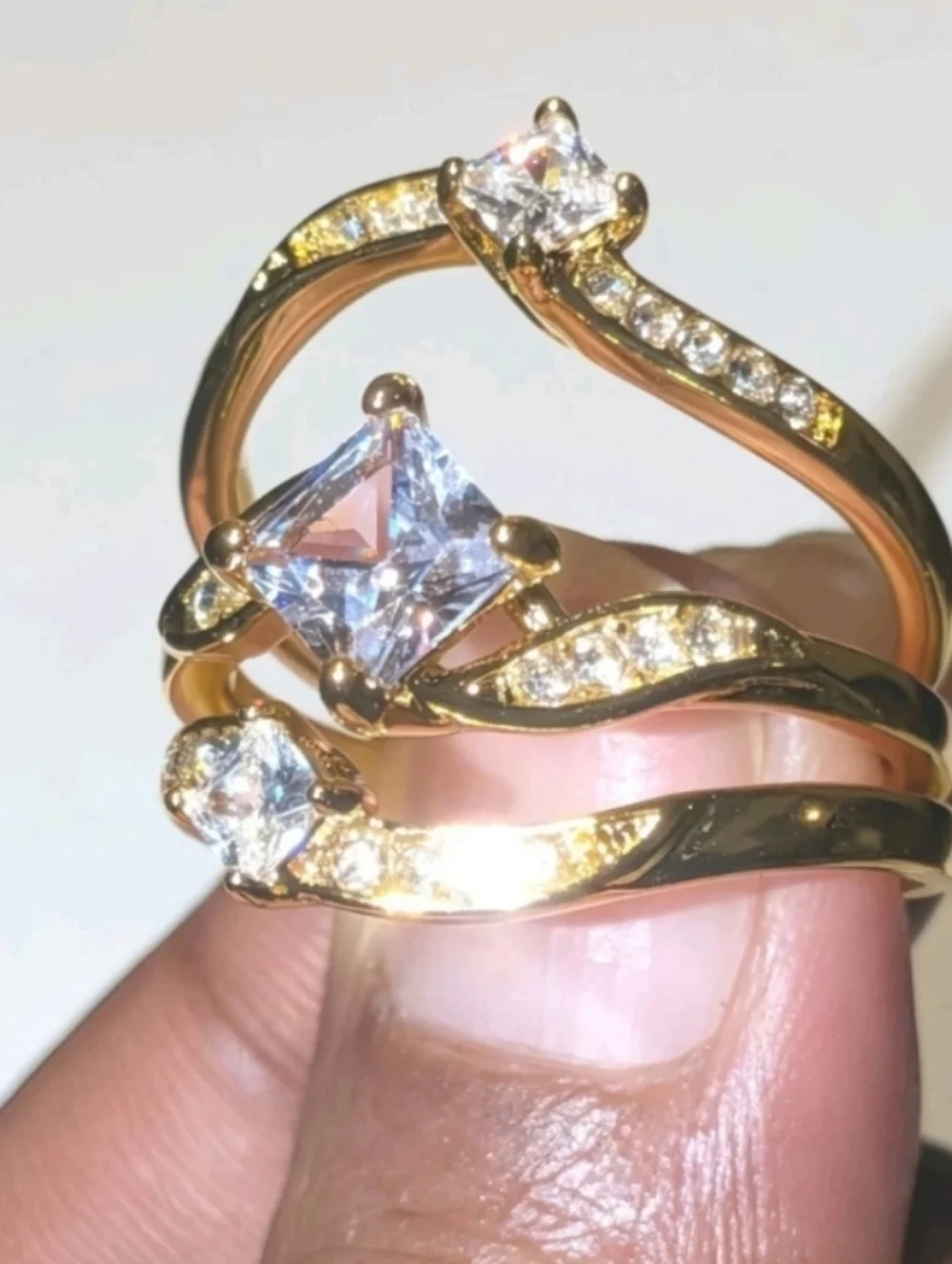3ct Lab Created Diamond Engagement Bridal Ring Set 14k Yellow Gold Plated 10